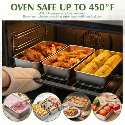 Yiyiring 10 Pack Stainless Steel Loaf Pan Set 9 x 5 Inch Bread Baking Pans Banana Loaf Tins For Baking Cake Meatloaf Brownies Sourdough Lasagnas Dishwasher Safe