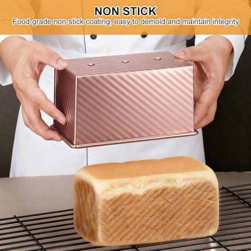 XIRUOXINKEMAO 2 PCS Pullman Loaf Pan With Lid, 2.2 LB/1 LB Sandwich Bread Loaf Pan, Non-Stick Bread Loaf Baking Pan With Lid, for Baking Bread, Sandwiches and Toast
