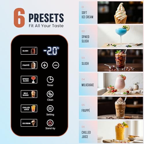YOIMOIMO 2-in-1 Slushie Machine & Soft Serve Ice Cream Maker with 6 Presets