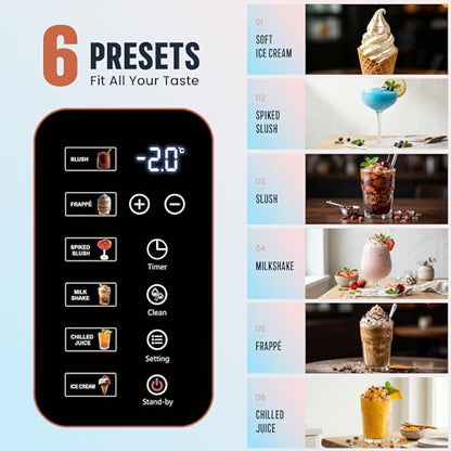 YOIMOIMO 2-in-1 Slushie Machine & Soft Serve Ice Cream Maker with 6 Presets