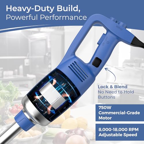 TK Commercial Immersion Blender 750W Heavy Duty for Restaurants - 20" Shaft