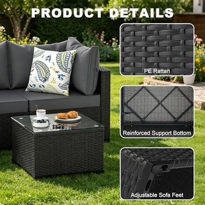 5 Piece Patio Furniture Sets Outdoor, Patio Set Sectional Sofa, Grey