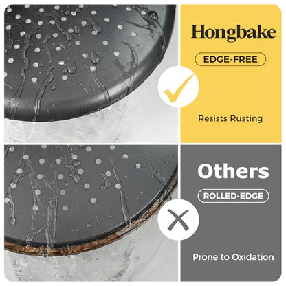HONGBAKE 2 Pack Pizza Pan 14 Inch with Holes, Rust-Free Nonstick Pizza Pan for Oven, 0.8mm Carbon Steel Perforated Pizza Tray with Wider Handles, Round Baking Sheet for Frozen & Homemade Pizza, Grey