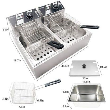 Commercial Deep Fryer with Basket, 3400W 12.7QT Electric Deep Fryers