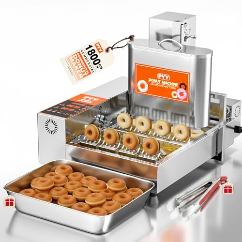 PYY Commercial Automatic Donut Maker Machine, 1800W 4 Rows, 1800 PCS/Hr