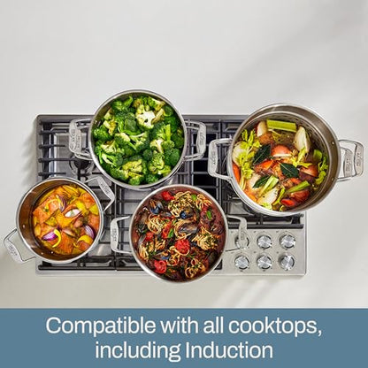 All-Clad Stockpot 12 qt Stainless Steel Multipot With Insert & Lid, Stainless Steel Pot, Induction, Oven Broiler Safe 600F Skillet, Professional Cookware, Silver