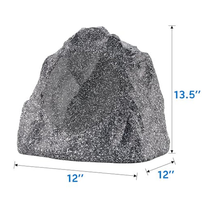 Theater Solutions 2R8G Outdoor Granite 8" Rock 2 Speaker Set for Deck Pool Spa Yard Garden
