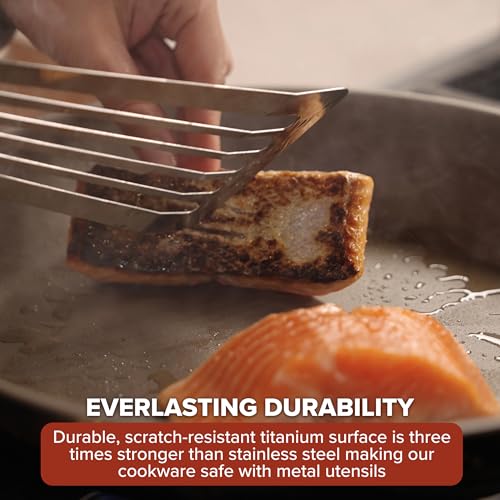 Viking PureGlide Pro 3-Ply Nonstick Sauce Pan, Made without PFAS, 3-Quart Induction Cooking Pot with Lid, Metal Utensil Safe Titanium Nonstick Surface, Oven Safe to 600F