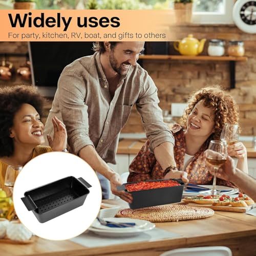 Barlket Meatloaf Pan with Drain Tray, 2 Pack, Non Stick Meat Loaf Pan with Drip Tray, 9.8x5.7 Inch Bread Baking Pan with Insert Easy Removal Perforated, Bakeware Loaf Pan for Oven Roasting Meat