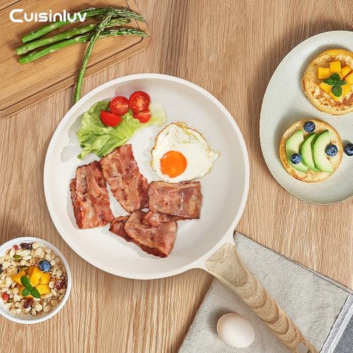 Cuisinluv 13-Piece Nonstick Pots and Pans Set – Granite Stone Kitchen Cookware Set, PFOA-Free – Includes Frying Pans, Saucepans, Sauté Pan – Induction Compatible, White