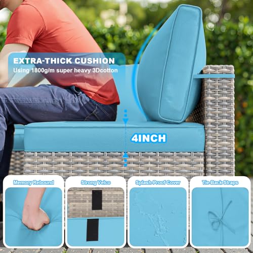 Sweecci Outdoor PE Wicker Rattan Modular Patio Sectional Sofa Set