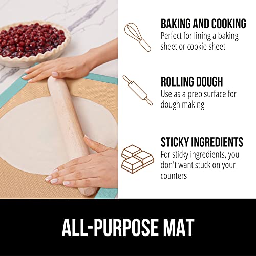 GORILLA GRIP Food Grade Reusable Nonstick Silicone Baking Mat, 16.5x11.87, Half Sheet 2PK, Oven Safe Cookie Sheet Liners, Up to 500 Degrees, No Mess Easy Clean Pastry Mats, Kitchen Essentials, Mint