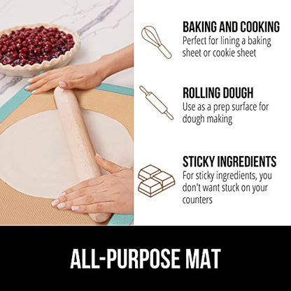 GORILLA GRIP Food Grade Reusable Nonstick Silicone Baking Mat, 16.5x11.87, Half Sheet 2PK, Oven Safe Cookie Sheet Liners, Up to 500 Degrees, No Mess Easy Clean Pastry Mats, Kitchen Essentials, Mint