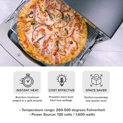 HeatMate Countertop Toaster Oven, Compact Kitchen Appliance with Graphite Heating Technology, Black