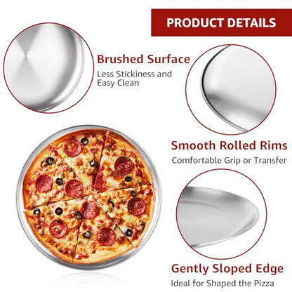 LANIAKEA 8 Pieces Stainless Steel Pizza Pans 8 Inch Round Pizza Oven Baking Serving Plate Tray Non-Stick Coating Pizza Plate for Pizza Pie Cookie, Baking, Serving, Dishwasher Safe