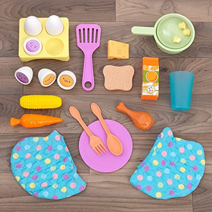 KidKraft Foody Friends: Cooking Fun Elephant Wooden Toddler Activity Center and Play Kitchen with 23 Accessories