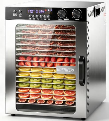 Food Dehydrator for Jerky 15 Trays, 1100W Meat Dehydrator Machine Up to 194°F with 5 Presets & 48H Timer, Food Dryer for Dog Treats, Herbs, Fruit and Veggies