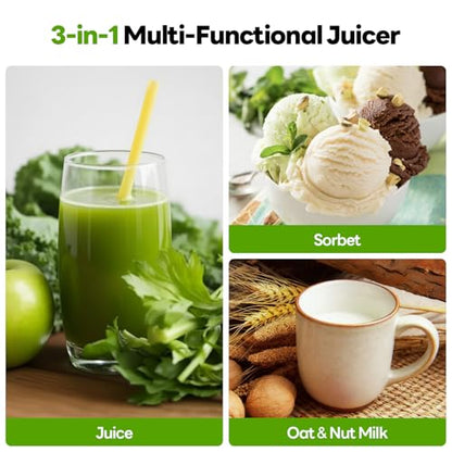 ECOSELF 3-in-1 Juicer Machines, 6.0" Wide Mouth Hopper, Easy to Clean