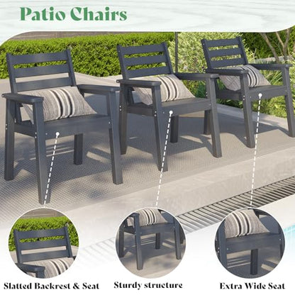 AMERLIFE 7-Piece Outdoor Dining Set for 6, 71" HDPE Patio Table, Grey