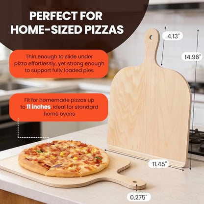 Gicyiit Pizza Peel, Premium 11-inch Wooden Nonstick Pizza Spatula Paddle with Easy-Glide Beveled Edge for Transferring, Serving, Versatile Pizza Board with Easy-To-Grip Handle for Oven, Stone, Grill