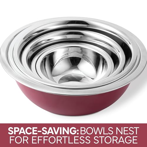 COOK WITH COLOR Stainless Steel Mixing Bowls Set - Nesting Bowls, 6 Pieces, Rose