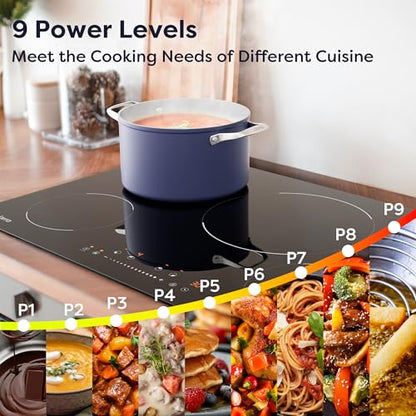 CIARRA 30 inch Induction Cooktop 4 Burners, 8200W Built-in Induction Stovetop with Booster, Timer & Safety Lock – Professional Heavy‑Duty