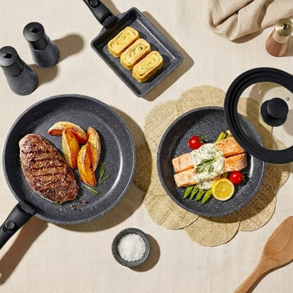 GiPP Ceramic Pots and Pans Set Non Stick, Nonstick Detachable Handle Cookware Sets, Healthy Non Toxic PFAS PFOA & PTFE Free, Dishwasher ＆Oven Safe, Induction Kitchen Pot and Pan, 17 Piece Gray