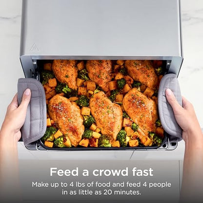 Ninja Air Fryer Toaster Oven Combo | 8-in-1 Functionality | Flip Up & Away for Storage Space | Air Fry Basket, Sheet Pan, Wire Rack & Removable Crumb Tray |1800 Watt | Stainless Steel | SP151