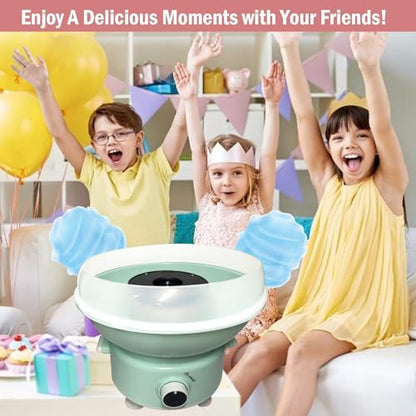 Cotton Candy Machine, Mini Cotton Candy Maker for Kids, Candy Maker for Christmas Gift, Home, Birthday Family Party, Includes 20 Cotton Candy Sticks & Sugar Scoop (Blue)
