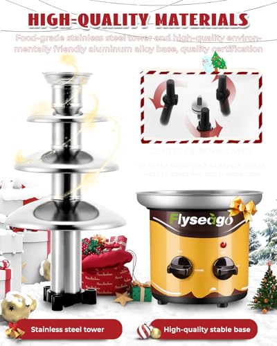 Flyseago Chocolate Fountain Machine 4 Tiers Cheese Fountain Perfect for Nacho Cheese, Chocolate Sauce, Wedding, Party