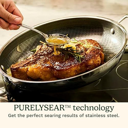 Cuisinart FusionPlus Hybrid Stainless Steel Cookware Set, 2-Piece Skillet Cooking Set with PFAS-Free PURELYSEAR Ceramic Technology, Scratch Proof, Cool Grip Handles, Dishwasher Safe