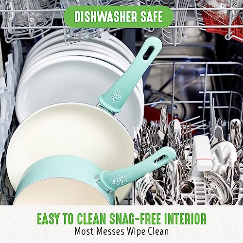 GreenLife Soft Grip Healthy Ceramic Nonstick 18 Piece Kitchen Cookware Pots and Frying Sauce Saute Pans Set, PFAS-Free with Kitchen Utensils and Lid, Dishwasher Safe, Turquoise