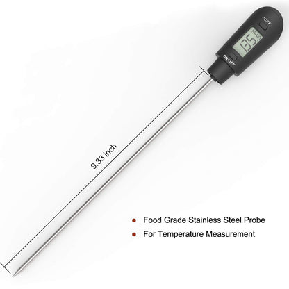 Efeng candy thermometer spatula with pot clip – Silicon grey chocolate spatula with thermometer built in,candy thermometer,thermometer spoon for chocolate, candy,creams,sauces,Jams meat cooking