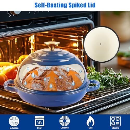 CUKOR 7QT Dutch Oven Pot With Lid, Enameled Cast Iron Dutch Oven For Bread Baking, Non-Stick Bread Pot for Oven/Stovetop (Roast, Braising, Stewing, Soups)