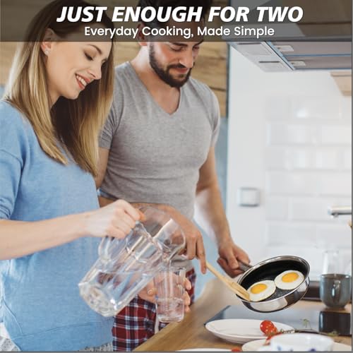 ZLFURLT Stainless Steel Frying Pan, 6-Inch Small Pan, Tri-Ply Stainless Steel, Designed for Controlled Cooking, Induction Compatible