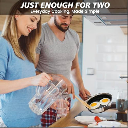 ZLFURLT Stainless Steel Frying Pan, 6-Inch Small Pan, Tri-Ply Stainless Steel, Designed for Controlled Cooking, Induction Compatible