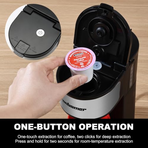 Ranbomer K Cup Coffee Maker, Single Serve coffee machine or Ground Coffee Machine 2 in 1, 6 to 14 Oz Brew Sizes, Mini One Cup Coffee Maker with Self cleaning Function.