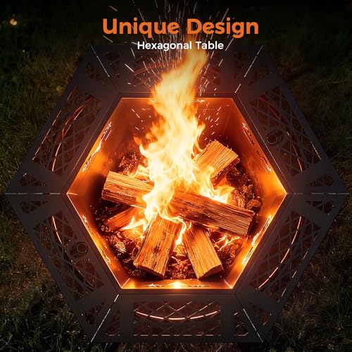 BALI OUTDOORS Fire Pit with BBQ, Outdoor Fire Pit for Wood Burning, Patio Firepits for Outside with Grill