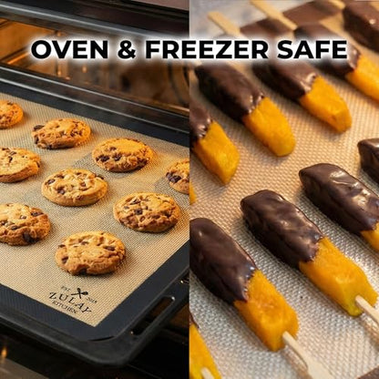 Zulay Kitchen Silicone Baking Mat Set – 2-Pack 16.5″ × 11.6″ Reusable Non-Stick Silicone Baking Sheets, Food-Safe, Heat-Resistant up to 250°F – Perfect for Cookies, Pastries & Oven Use (Dark Gray)