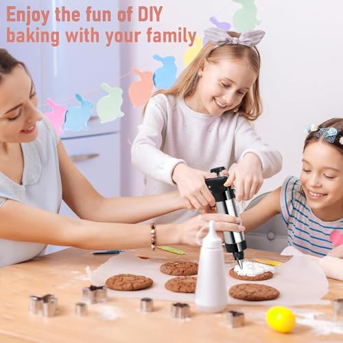 Spritz Cookie Press Gun Kit,Churro Maker Machine, Cookie Press Gun Set,13 Cookie Discs+8 Icing Nozzles Perfect for DIY Christmas Cookies and Decorating Cookies,Gifts for Wome（black)(1)