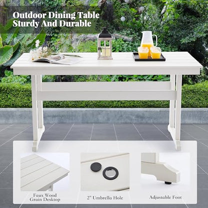HDPE Dining Table Set for 10,12-Piece Outdoor Table and Chairs Include 10 Dining Chairs and 2 Pcs 62.5" Patio Dining Table with Umbrella Hole (White)