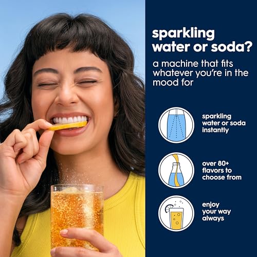 SodaStream - E-TERRA Soda Maker | STARTER KIT | 3 Automatic Carbonation Levels | Includes 1x CO2 Cylinder, 1x 32 Fl Oz Dishwasher Safe Bottle, 1x Pepsi Zero Sugar Mix, 1x Power Adapter | Black