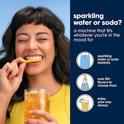 SodaStream - E-TERRA Soda Maker | STARTER KIT | 3 Automatic Carbonation Levels | Includes 1x CO2 Cylinder, 1x 32 Fl Oz Dishwasher Safe Bottle, 1x Pepsi Zero Sugar Mix, 1x Power Adapter | Black