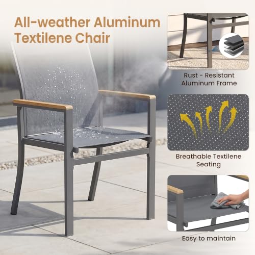 14-Pieces Aluminum Patio Table and Chairs Set with HDPS Tabletop for Patio