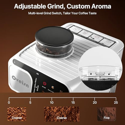 oveisn Espresso Machine Professional Home Espresso Maker Espresso Coffee Fast Heating for Cappuccino/Latte Coffee Machine for Home, Office for Latte Cappuccino-White