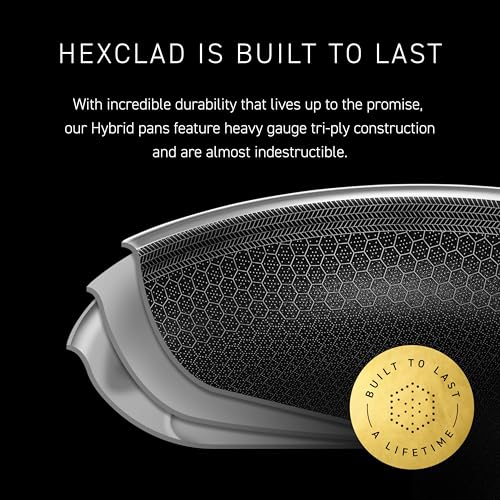 HexClad Hybrid Nonstick 18-Piece Cookware Set, 2, 3, and 8Qt Pots with Lids, 2 Silicone Trivets, 8", 10", and 12" Pans with Lids, 7Qt Chicken Fryer with Lid, and 14" Wok with Lid, Stay-Cool Handles