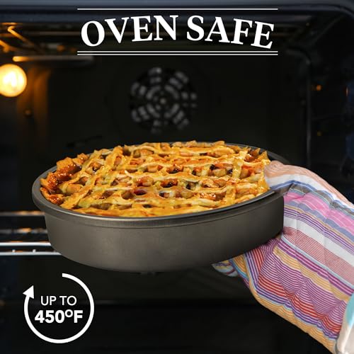Tiawudi 9" Round Cake Pan Set of 2, 0.8mm Thick Heavy Duty Bakeware for Tiered & Layered Cakes, Nonstick Baking Pan with Diamond Texture for Even Heating, Cake Mold