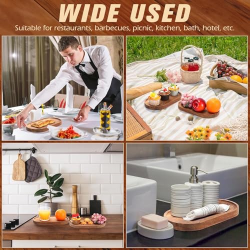 Linwnil 4Pack Wood Serving Trays 11.5x4 Inch Charcuterie Boards Oval Wooden Plates Wood Serving Platter Cheese Dinner Plates Bulk for Dessert Snack Bread Fruit Appetizer Dishes