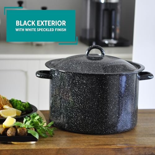 MIRRO 7.75qt Enamel Stock Pot, Black