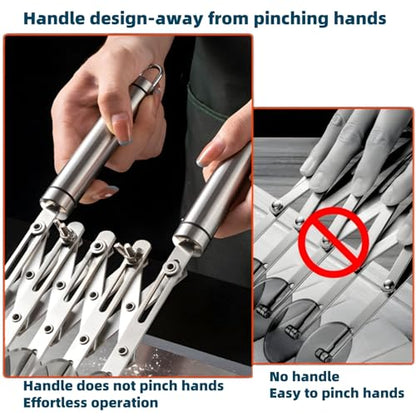 5-Wheel Professional Pastry Cutter - Stainless Steel Pizza & Dough Tool, Multi-Use Kitchen Utensil for Baking, Lattice Cutting, Cookie Dividing - Heavy Duty Pastry Wheel with Ergonomic Handle